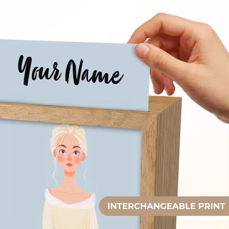 Prinses - Blond - Kroon - Minimalistisch Light Box met kabel (Kinderlampje) klein -USP_websiteprintEN