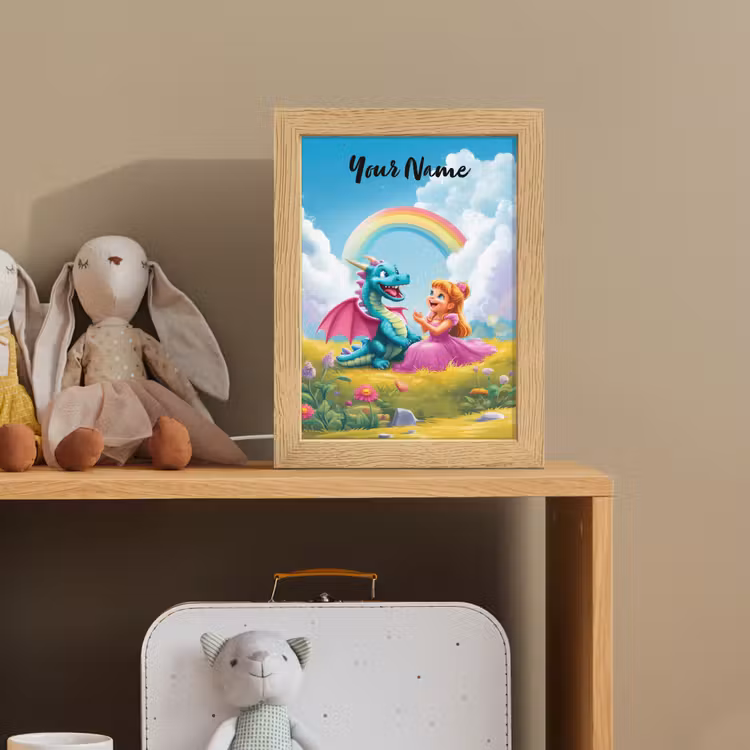 Prinses - Draak - Regenboog Light Box met kabel (Kinderlampje) klein -sfeer2_kind