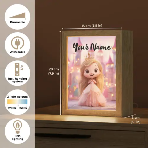 Prinses - Roze - Kasteel Light Box met kabel (Kinderlampje) klein -USP_EN