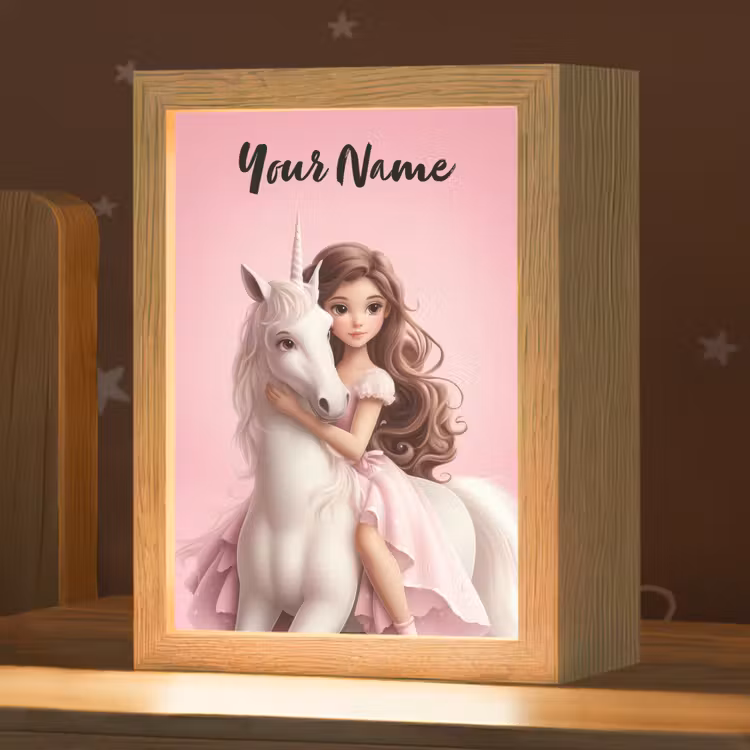 Prinses - Roze - Eenhoorn Light Box met kabel (Kinderlampje) klein -zzz_3d_website