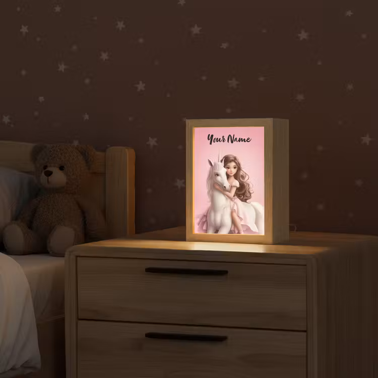 Prinses - Roze - Eenhoorn Light Box met kabel (Kinderlampje) klein -sfeer1_kind