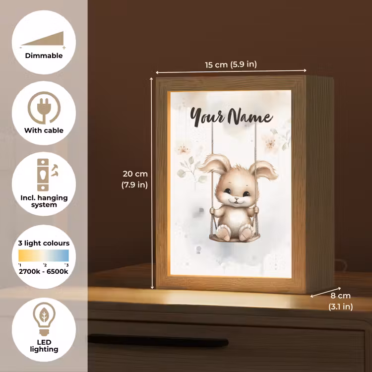 Konijn - Baby dier - Kinderen Light Box met kabel (Kinderlampje) klein -USP_EN