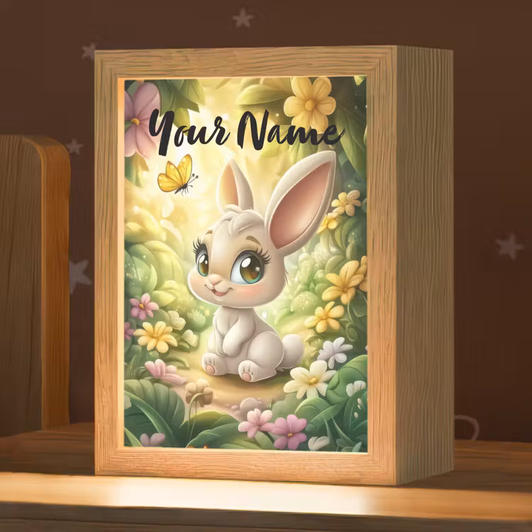 Konijn - Zonlicht - Sprookjesachtig - Vlinder Light Box met kabel (Kinderlampje) klein -zzz_3d_website