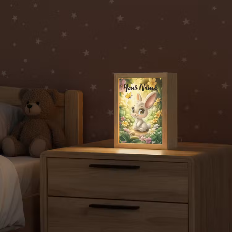 Konijn - Zonlicht - Sprookjesachtig - Vlinder Light Box met kabel (Kinderlampje) klein -sfeer1_kind