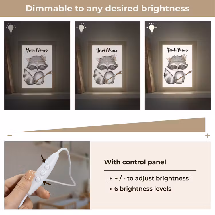 Wasbeer - Dier - Bosdieren Light Box met kabel (Kinderlampje) klein -USP_dimbaarEN