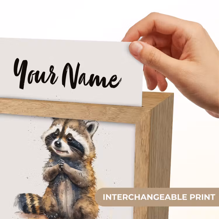 Wasbeer - Waterverf - Kleuren - Dieren - Kids Light Box met kabel (Kinderlampje) klein -USP_websiteprintEN