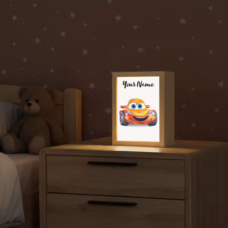 Raceauto - Oranje - Jongens - Kinderen - Auto Light Box met kabel (Kinderlampje) klein -sfeer1_kind