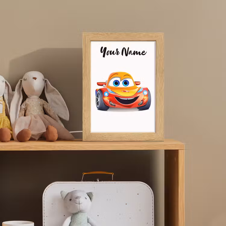 Raceauto - Oranje - Jongens - Kinderen - Auto Light Box met kabel (Kinderlampje) klein -sfeer2_kind