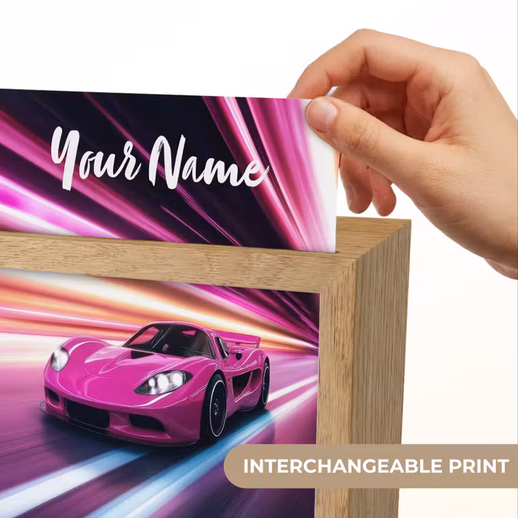 Raceauto - Roze - Neon Light Box met kabel (Kinderlampje) klein -USP_websiteprintEN