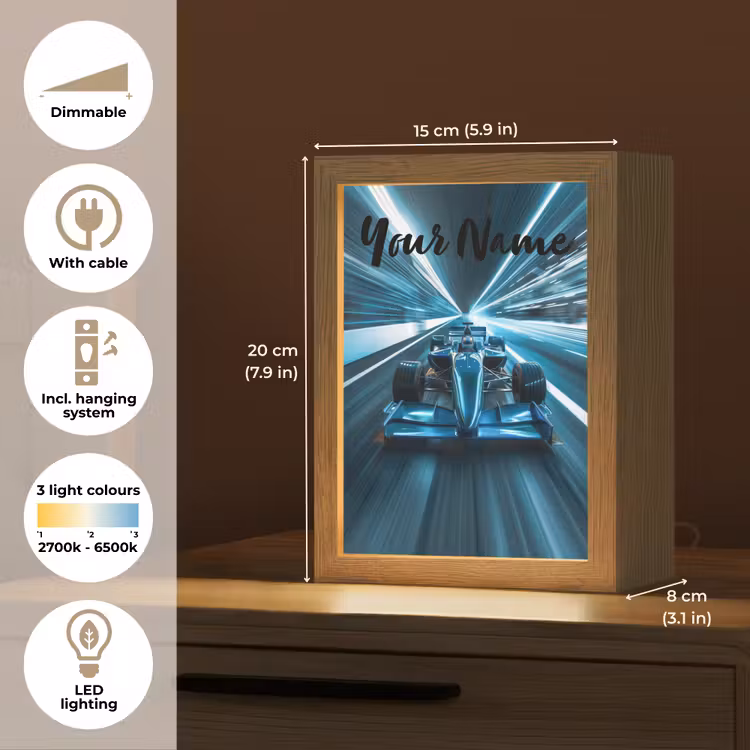 Race - Auto - Formule 1 - Jongens - Blauw Light Box met kabel (Kinderlampje) klein -USP_EN