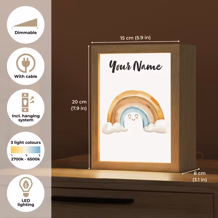 Regenboog - Pastel kleuren Light Box met kabel (Kinderlampje) klein -USP_EN