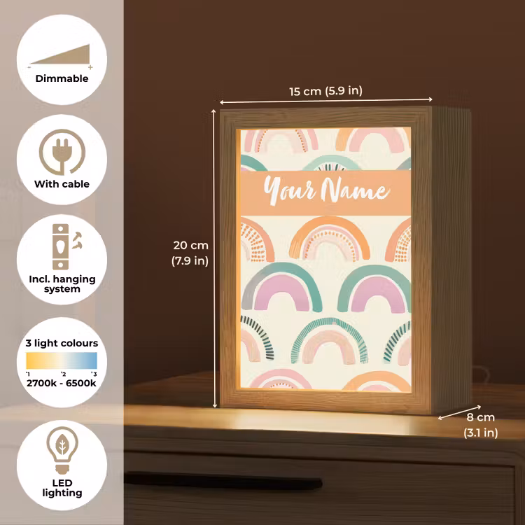 Regenboog - Pastel - Patroon Light Box met kabel (Kinderlampje) klein -USP_EN