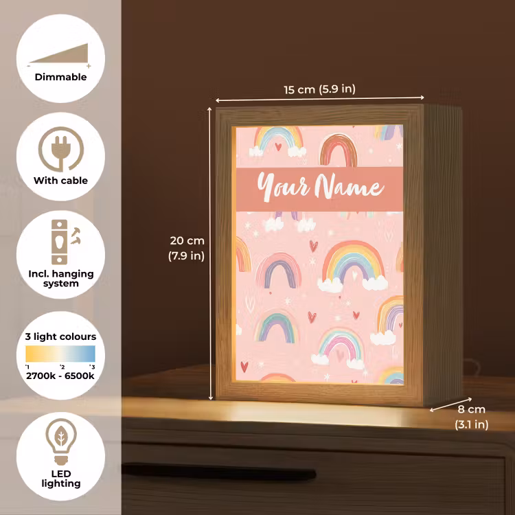 Regenboog - Patroon - Pastel Light Box met kabel (Kinderlampje) klein -USP_EN