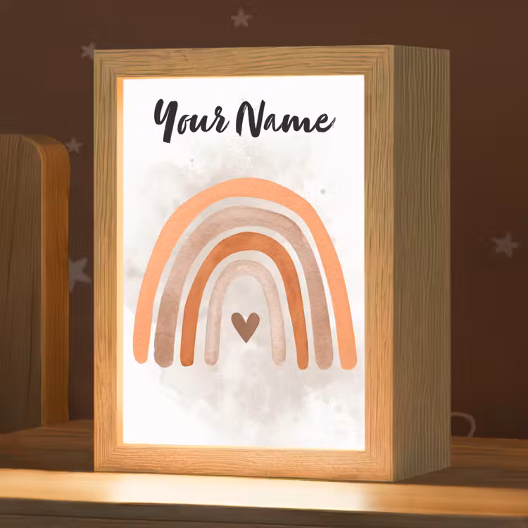 Regenboog - Roze - Pastel kleuren - Hartje Light Box met kabel (Kinderlampje) klein -zzz_3d_website