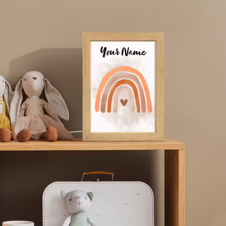 Regenboog - Roze - Pastel kleuren - Hartje Light Box met kabel (Kinderlampje) klein -sfeer2_kind