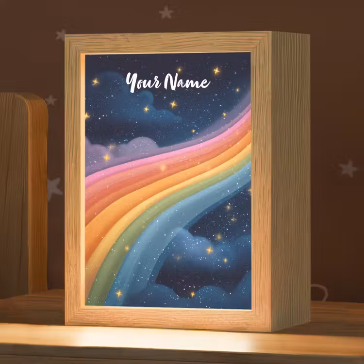 Regenboog - Sterrenhemel - Kleurrijk Light Box met kabel (Kinderlampje) klein -zzz_3d_website