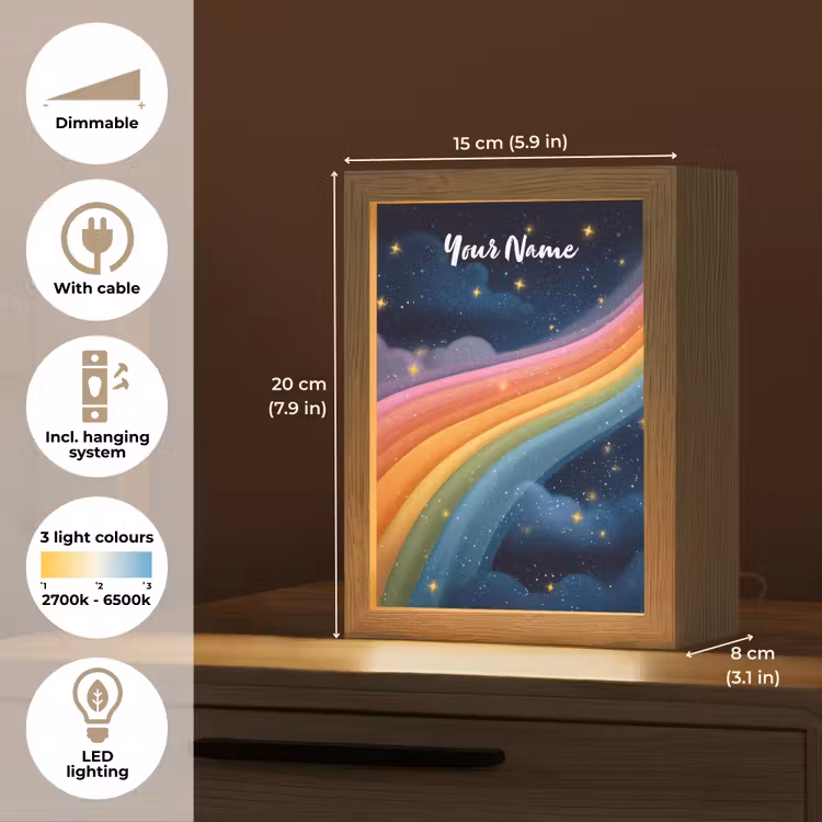 Regenboog - Sterrenhemel - Kleurrijk Light Box met kabel (Kinderlampje) klein -USP_EN