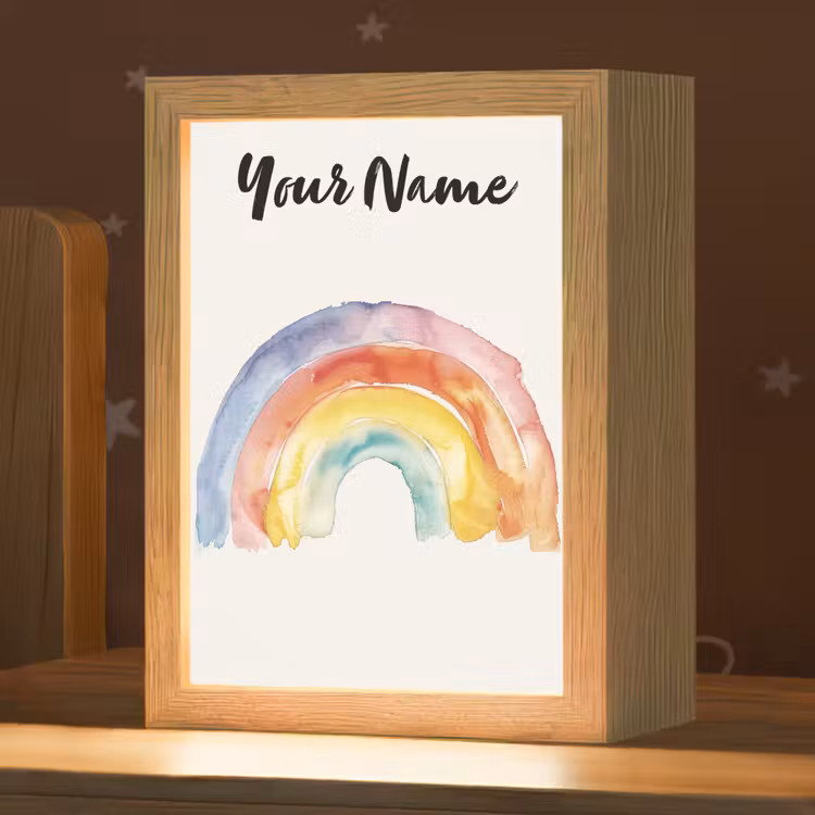 Regenboog - Watercolor - Kleurrijk Light Box met kabel (Kinderlampje) klein -zzz_3d_website