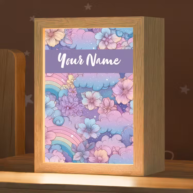 Regenbogen - Bloemen - Kleurrijk - Wolken Light Box met kabel (Kinderlampje) klein -zzz_3d_website