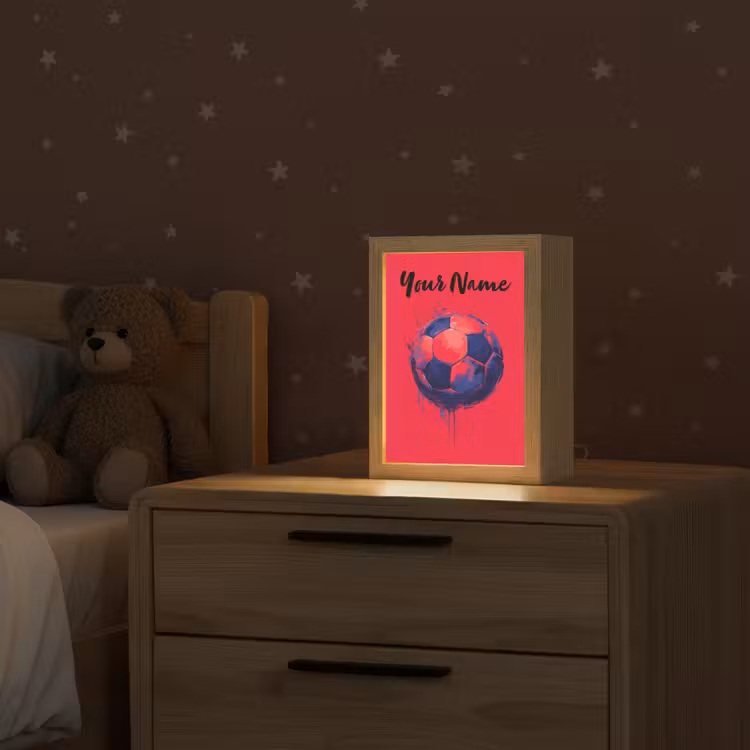 Rood - Voetbal - Abstract - Verfspatten Light Box met kabel (Kinderlampje) klein -sfeer1_kind