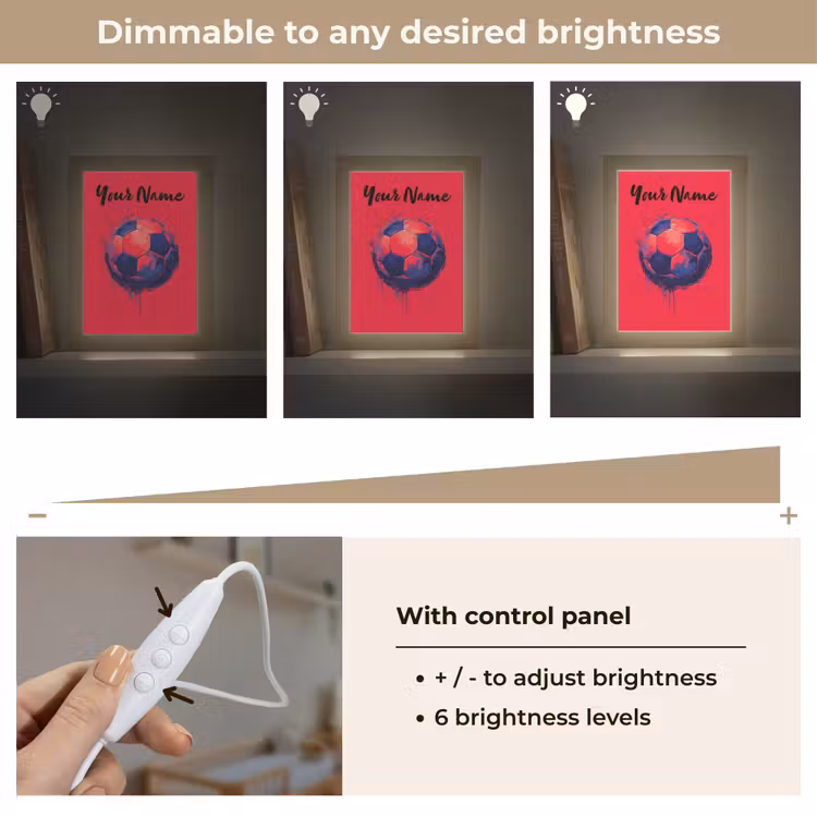Rood - Voetbal - Abstract - Verfspatten Light Box met kabel (Kinderlampje) klein -USP_dimbaarEN