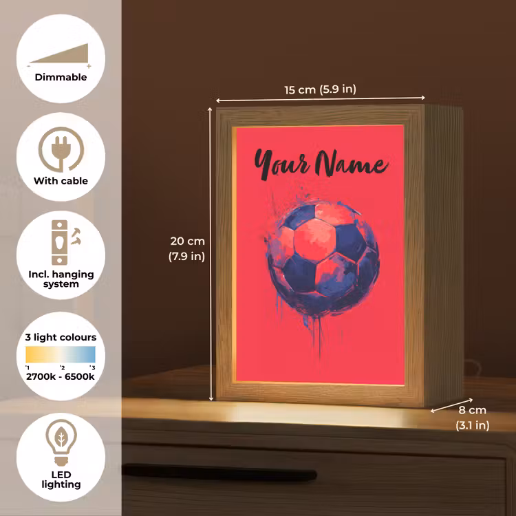 Rood - Voetbal - Abstract - Verfspatten Light Box met kabel (Kinderlampje) klein -USP_EN
