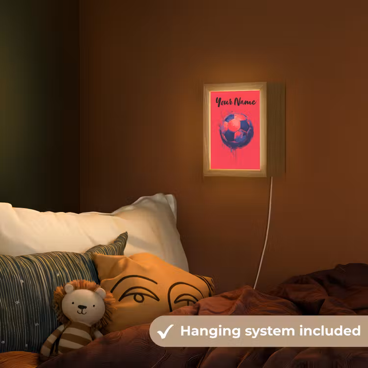 Rood - Voetbal - Abstract - Verfspatten Light Box met kabel (Kinderlampje) klein -sfeer5_kind_EN