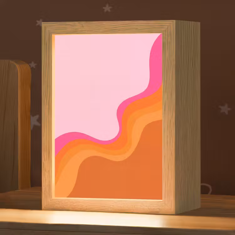 Retro - Waves - Kleurrijk Light Box met kabel (Kinderlampje) klein -zzz_3d_website