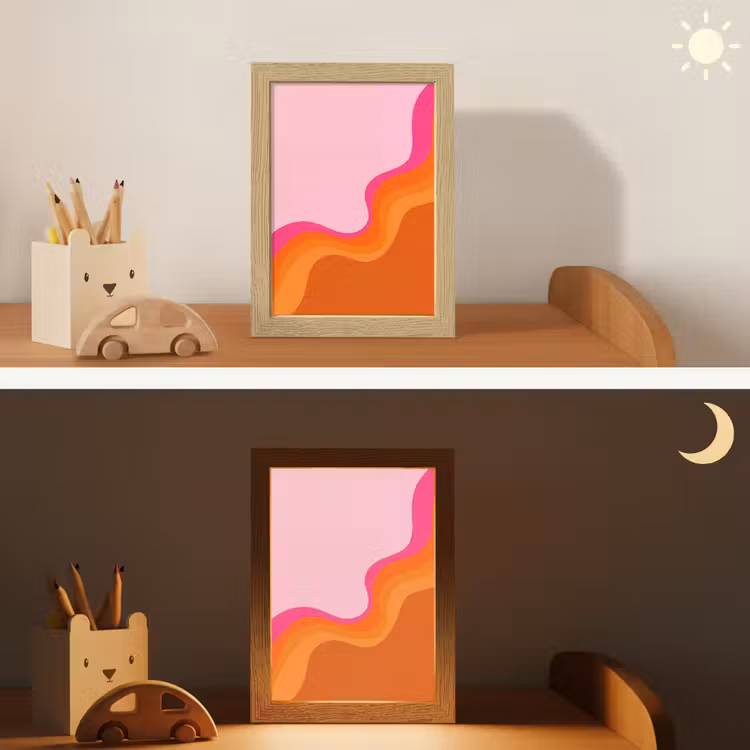 Retro - Waves - Kleurrijk Light Box met kabel (Kinderlampje) klein -sfeer3_kind