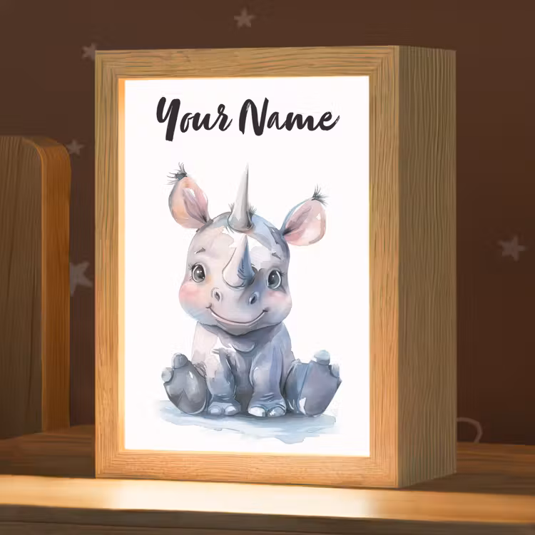 Neushoorn - Baby dier - Dieren Light Box met kabel (Kinderlampje) klein -zzz_3d_website