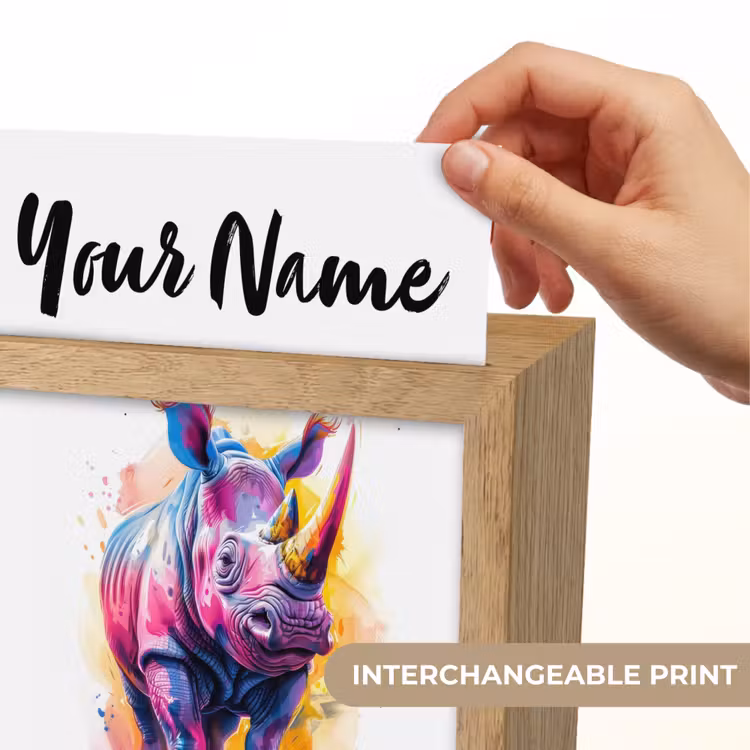 Neushoorn - Kleurrijk - Verf - Dieren Light Box met kabel (Kinderlampje) klein -USP_websiteprintEN