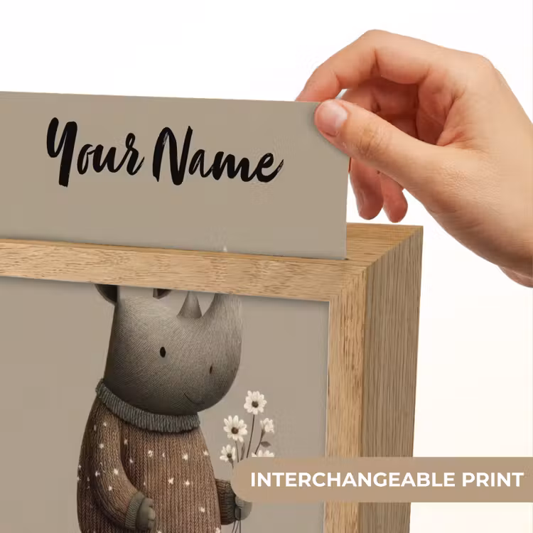Neushoorn - Witte bloemen - Lief Light Box met kabel (Kinderlampje) klein -USP_websiteprintEN