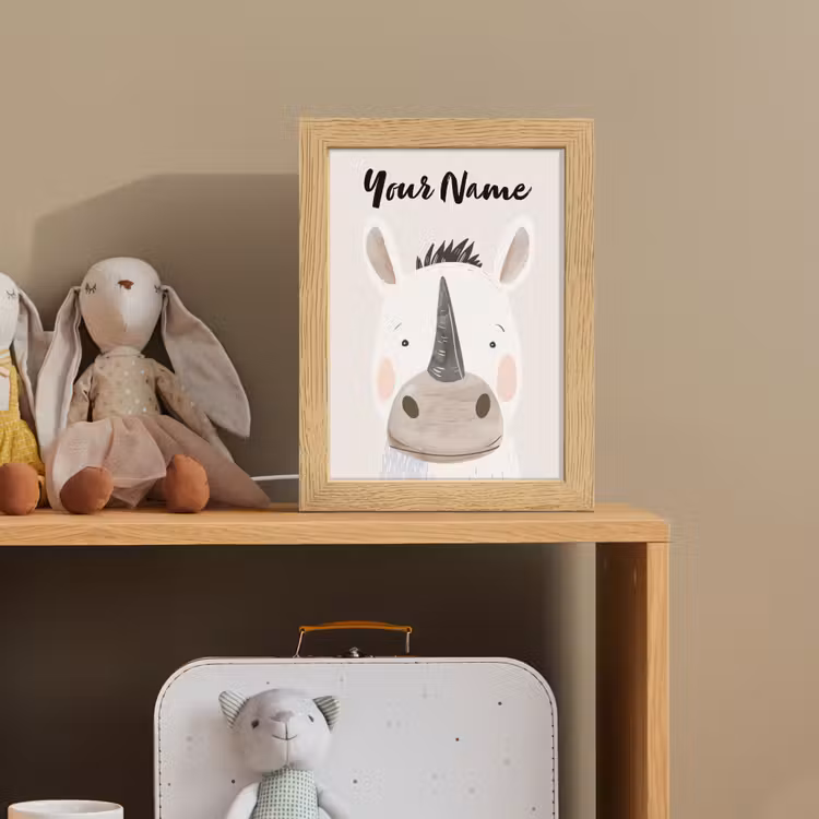 Neushoorn - Wilde dieren - Pastel kleuren Light Box met kabel (Kinderlampje) klein -sfeer2_kind