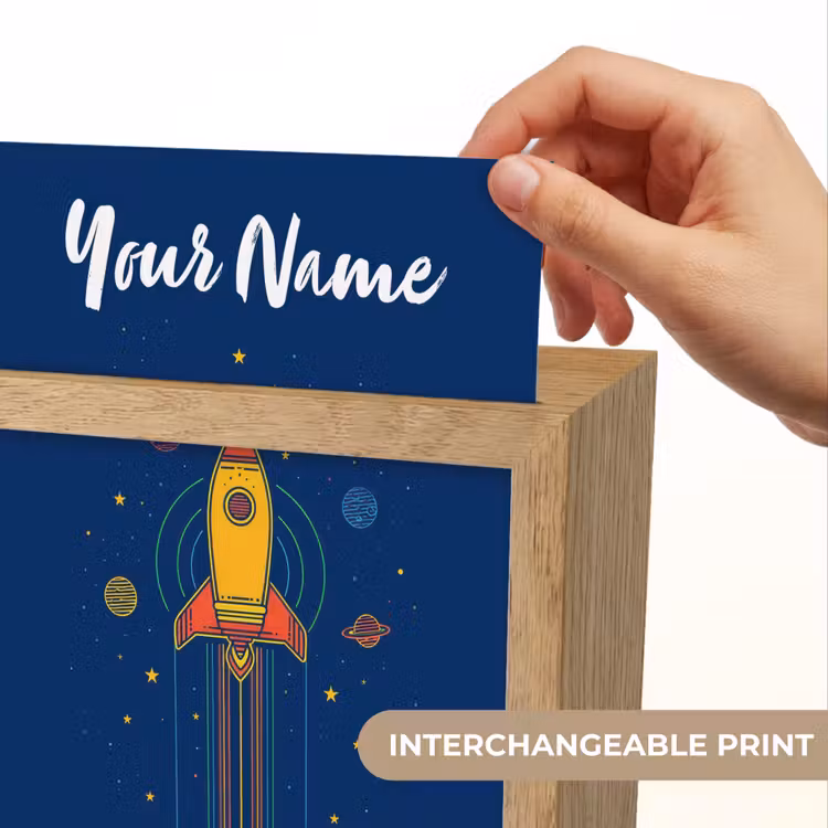 Raket - Blauw - Sterren Light Box met kabel (Kinderlampje) klein -USP_websiteprintEN