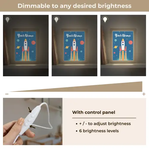 Raket - Planeten - Ruimte Light Box met kabel (Kinderlampje) klein -USP_dimbaarEN
