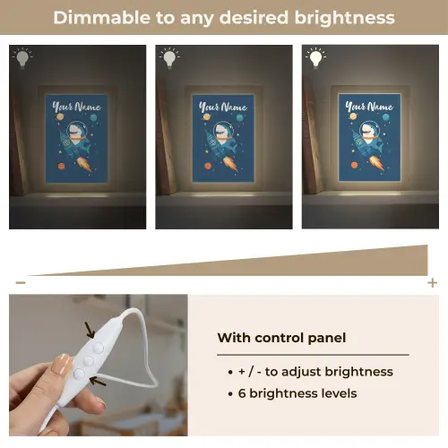 Raket - Haai - Ruimte Light Box met kabel (Kinderlampje) klein -USP_dimbaarEN