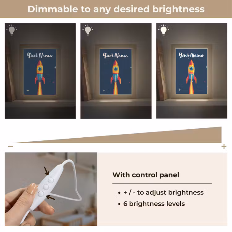 Raket - Rookwolken - Ruimte Light Box met kabel (Kinderlampje) klein -USP_dimbaarEN