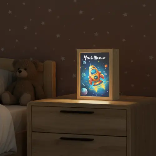 Raket - Ruimte - Planeten - Kinderen - Jongen Light Box met kabel (Kinderlampje) klein -sfeer1_kind