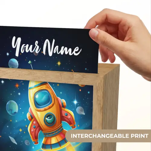 Raket - Ruimte - Planeten - Kinderen - Jongen Light Box met kabel (Kinderlampje) klein -USP_websiteprintEN