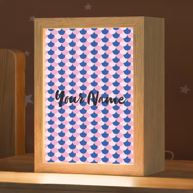 Schubben - Patroon - Blauw - Roze Light Box met kabel (Kinderlampje) klein -zzz_3d_website