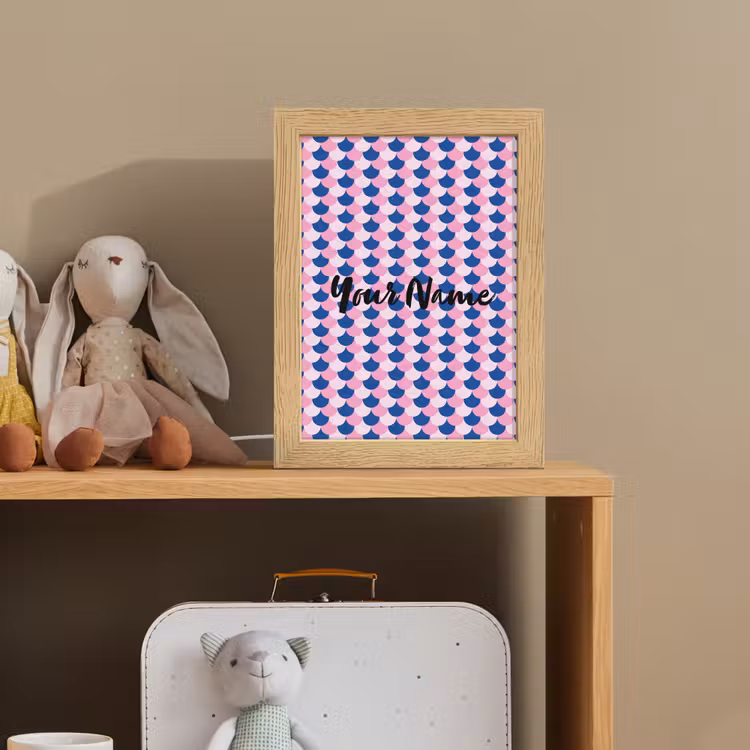Schubben - Patroon - Blauw - Roze Light Box met kabel (Kinderlampje) klein -sfeer2_kind