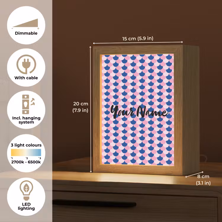 Schubben - Patroon - Blauw - Roze Light Box met kabel (Kinderlampje) klein -USP_EN
