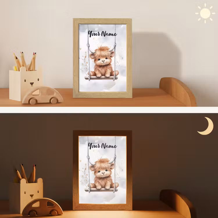 Schotse hooglander - Dier - Kinderen Light Box met kabel (Kinderlampje) klein -sfeer3_kind