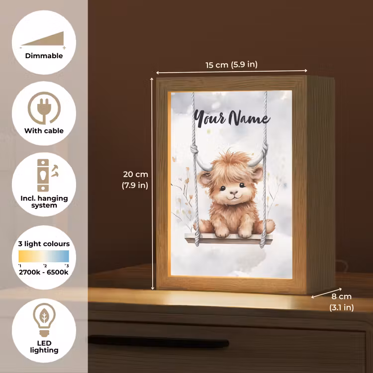 Schotse hooglander - Dier - Kinderen Light Box met kabel (Kinderlampje) klein -USP_EN