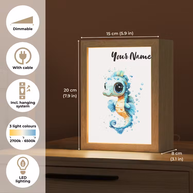Zeepaardje - Spetters - Blauw Light Box met kabel (Kinderlampje) klein -USP_EN