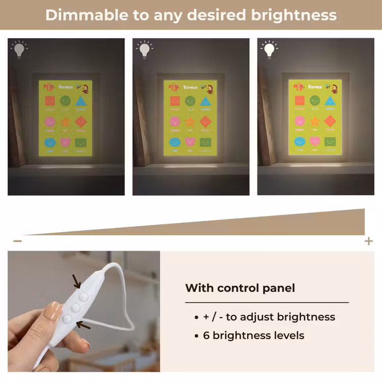 Vormen - Educatief - Leren voor kinderen - Groen Light Box met kabel (Kinderlampje) klein -USP_dimbaarEN