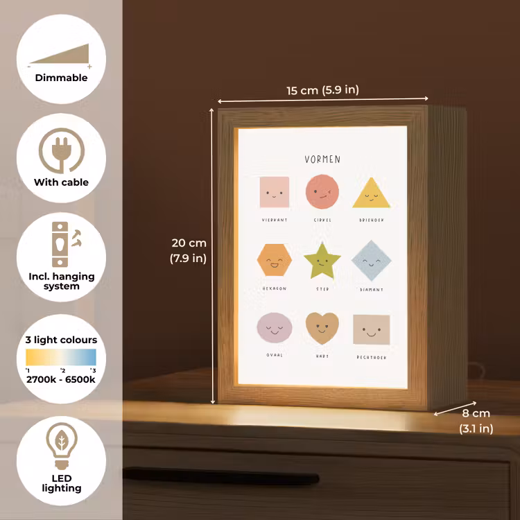Vormen - Leren voor kinderen - Educatief - Kleuren Light Box met kabel (Kinderlampje) klein -USP_EN