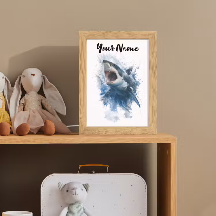 Haai - Blauw - Water Light Box met kabel (Kinderlampje) klein -sfeer2_kind
