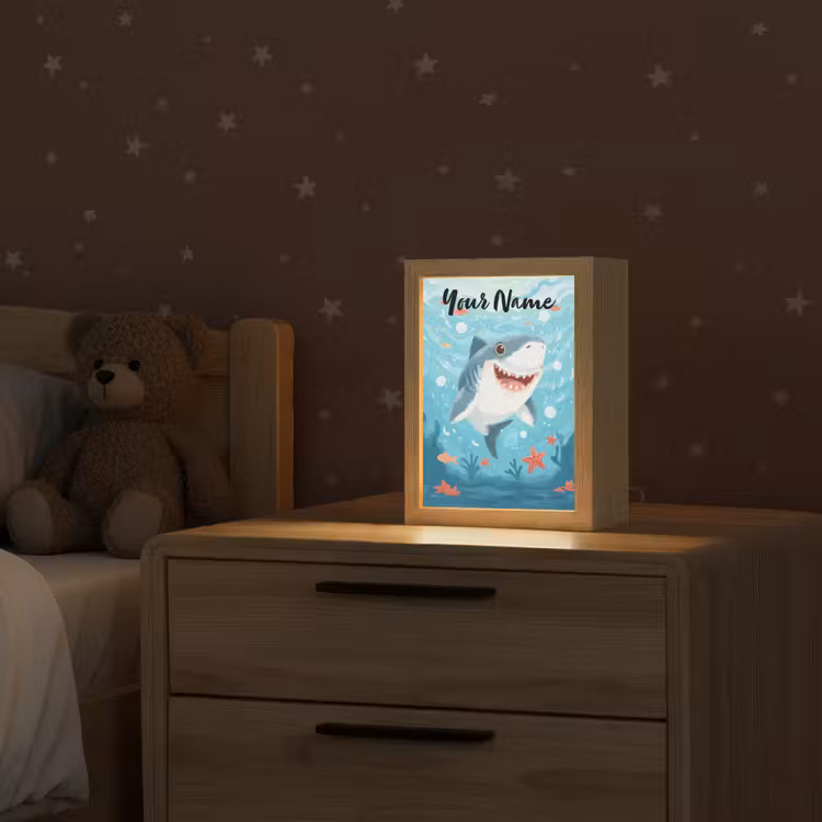 Haai - Vissen - Blauw - Onderwater Light Box met kabel (Kinderlampje) klein -sfeer1_kind