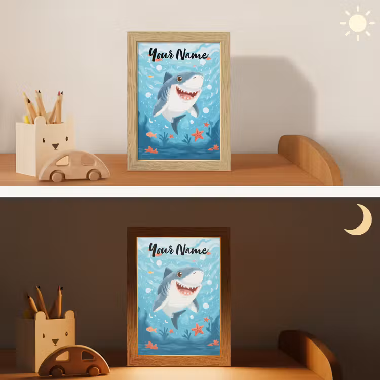 Haai - Vissen - Blauw - Onderwater Light Box met kabel (Kinderlampje) klein -sfeer3_kind